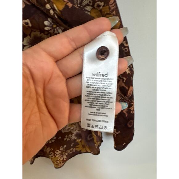 Aritzia Wilfred Moscato Longsleeve Brown Floral XS Whimsigoth Dark Romantic - Picture 3 of 5